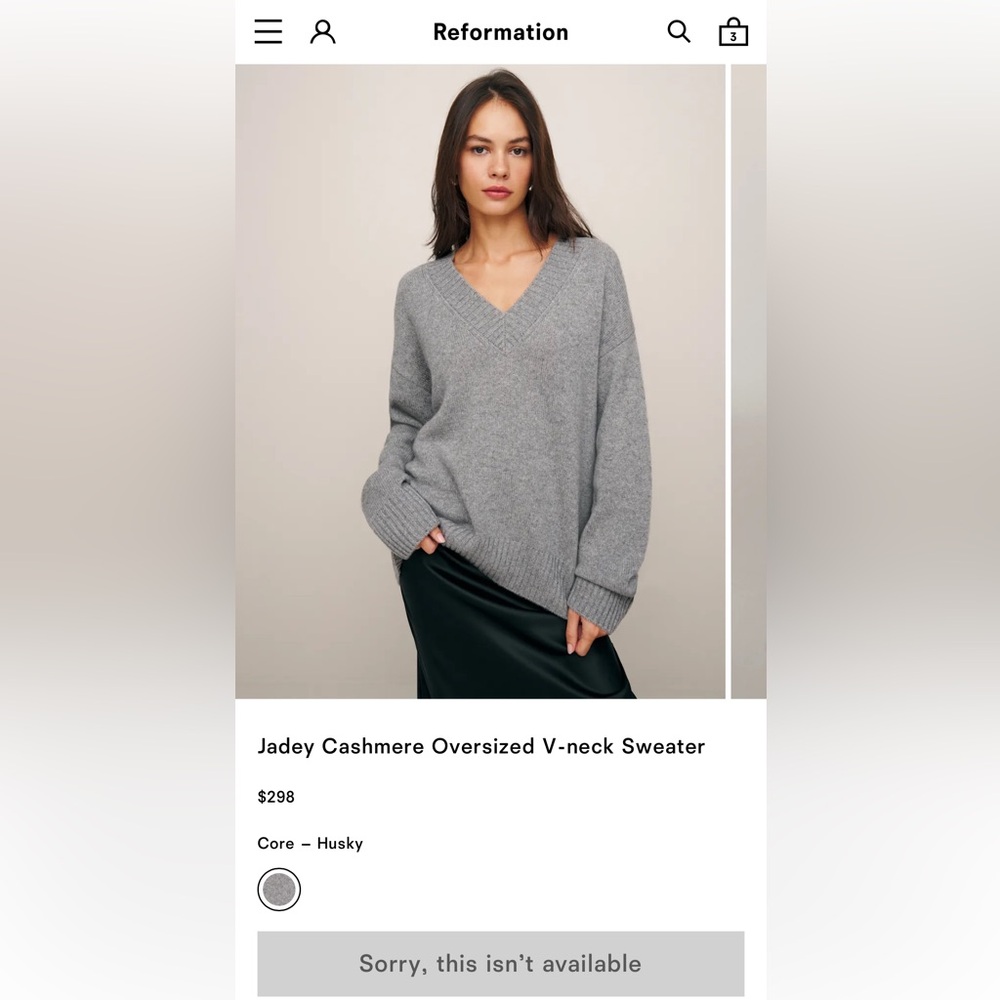 Reformation Jadey Cashmere Oversized V-neck Sweater Husky - Size M